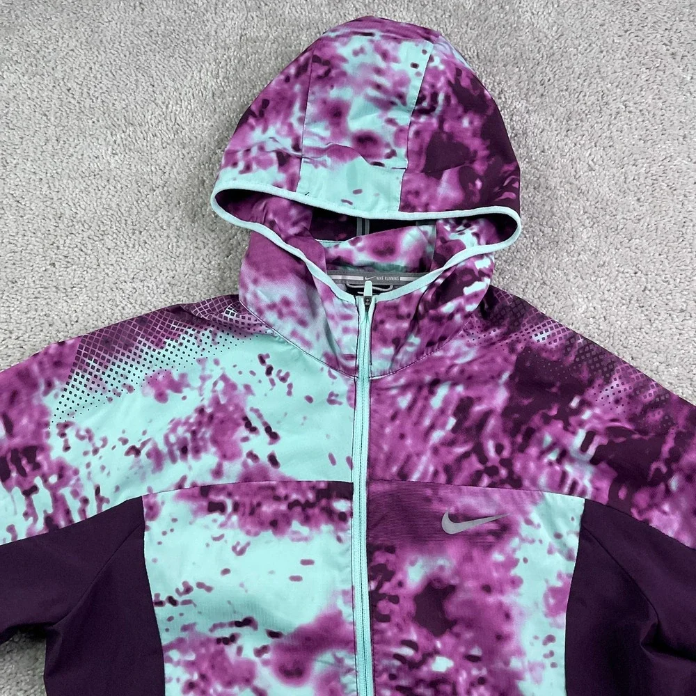 Nike Jacket Womens Medium Purple Printed Trail Kiger Lightweight Running Ripstop